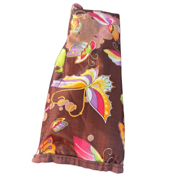 Butterfly Print Brown Tote Bag Zip Top Easy Wipe Clean Lunch Diaper Coin Purse - Picture 5 of 7